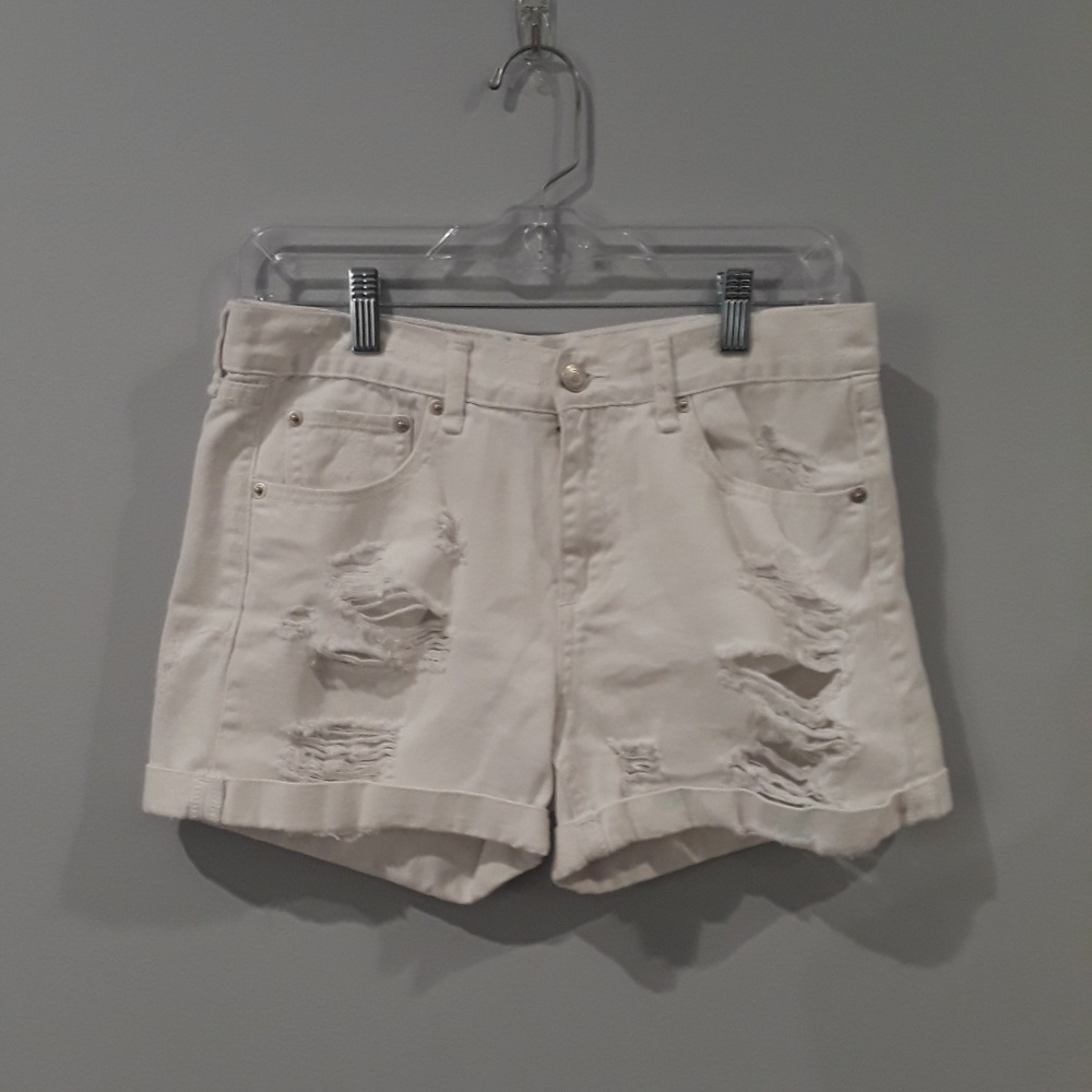 Stella Laguna beach distressed white shorts